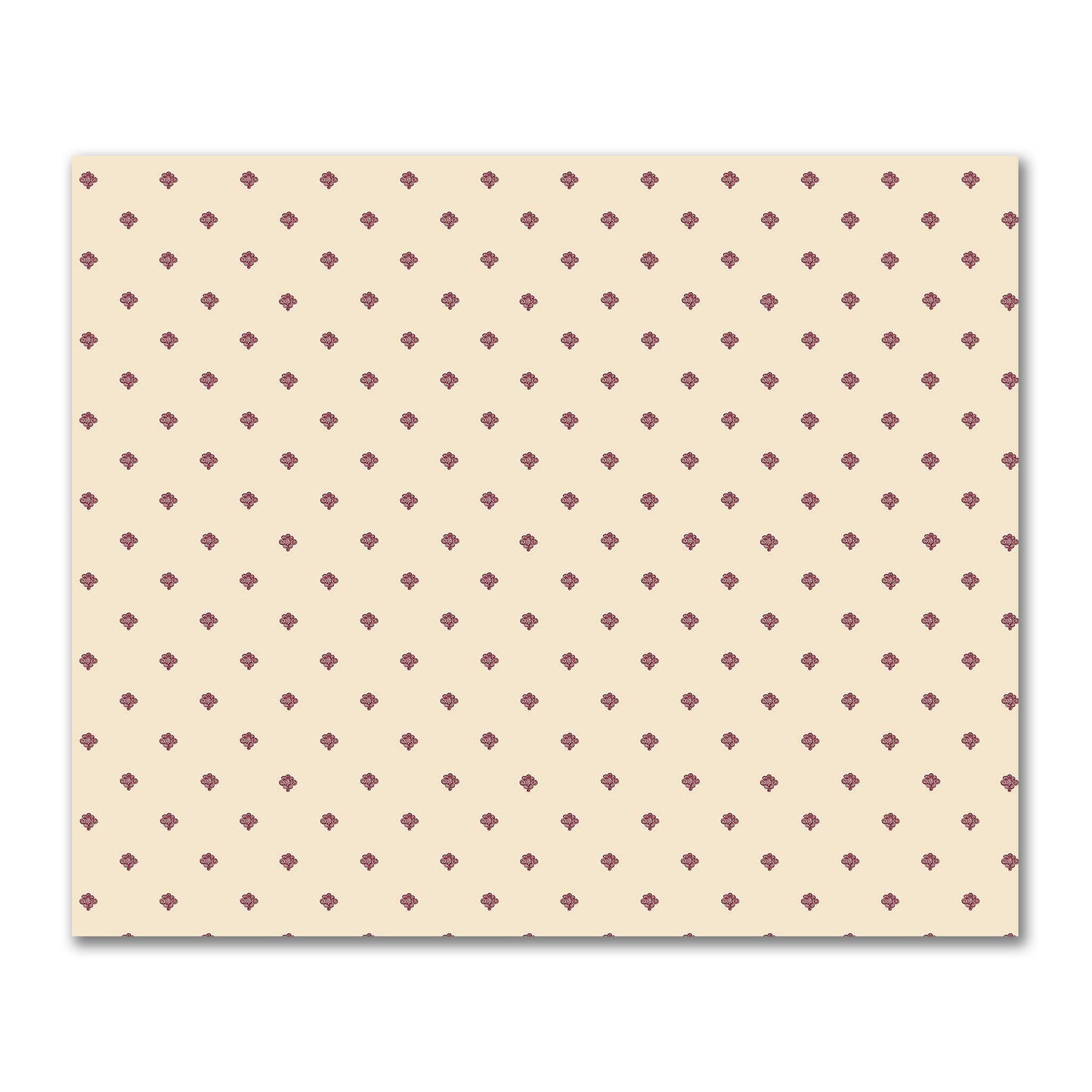 Beige Cotton Sateen Fabric with Burgundy Red Hand-painted Swizzle Motif Print | FACS-1285-171