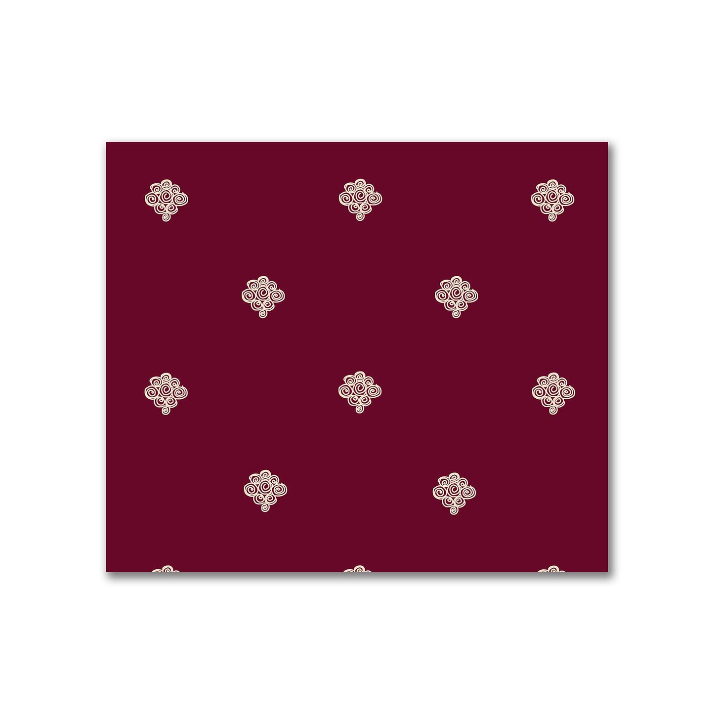 Burgundy Red Cotton Sateen Fabric with Beige Hand-painted Swizzle Motif Print | FACS-1285-172