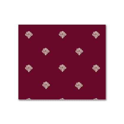 Burgundy Red Cotton Sateen Fabric with Beige Hand-painted Swizzle Motif Print | FACS-1285-172