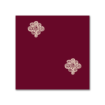 Burgundy Red Cotton Sateen Fabric with Beige Hand-painted Swizzle Motif Print | FACS-1285-172