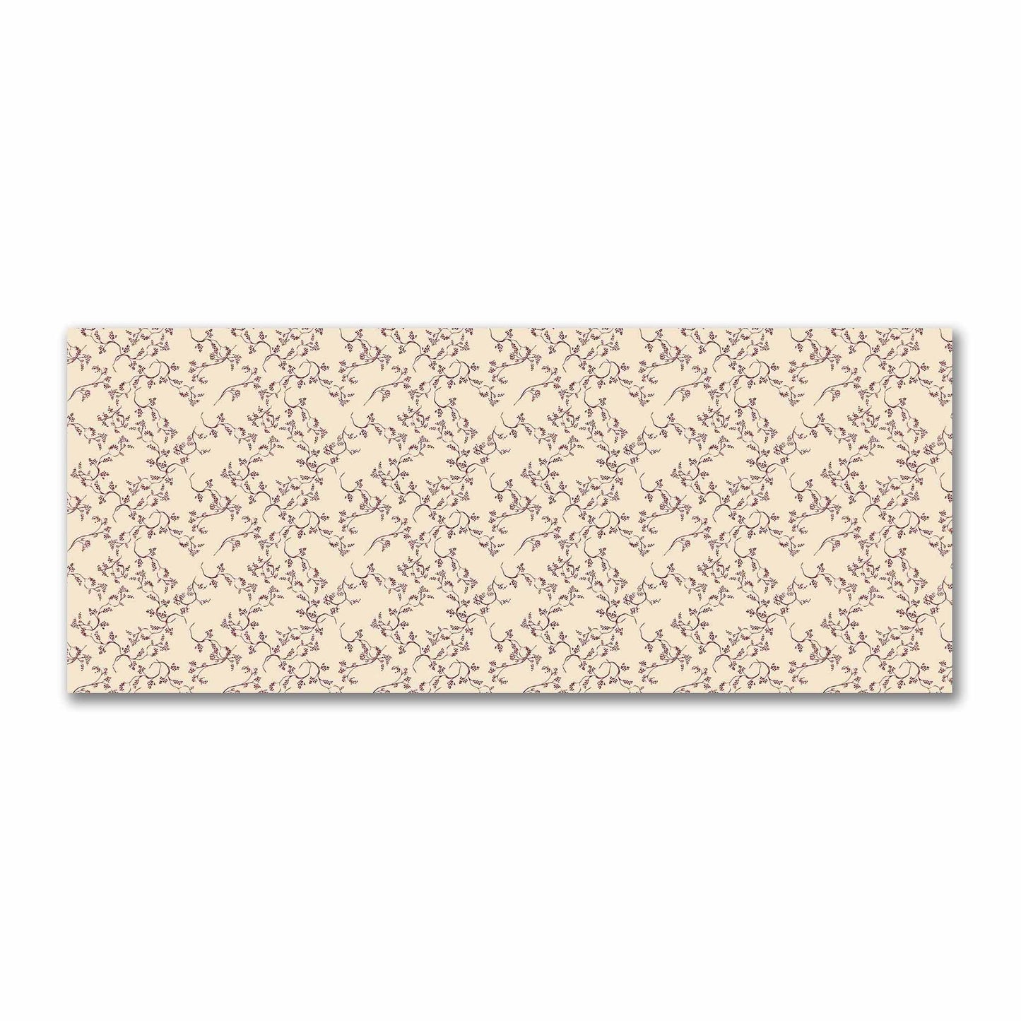 Beige Cotton Sateen Fabric with Burgundy Red Hand-painted Vine Print | FACS-1285-181