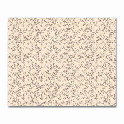 Beige Cotton Sateen Fabric with Burgundy Red Hand-painted Vine Print | FACS-1285-181