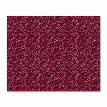 Burgundy Red Cotton Sateen Fabric with Beige Vine Print  | FACS-1285-182