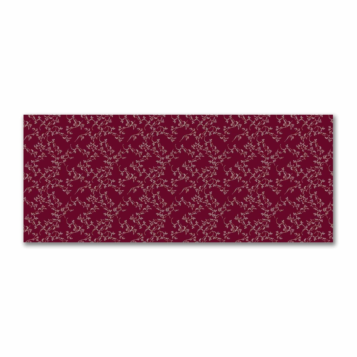 Burgundy Red Cotton Sateen Fabric with Beige Vine Print  | FACS-1285-182