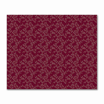 Burgundy Red Cotton Sateen Fabric with Beige Vine Print  | FACS-1285-182