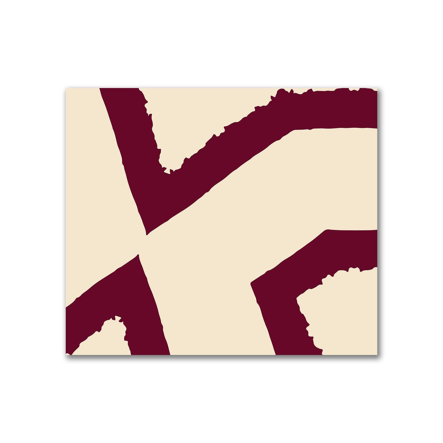 Beige Cotton Sateen Fabric with Bold Burgundy Red Graphic  | FACS-1285-391