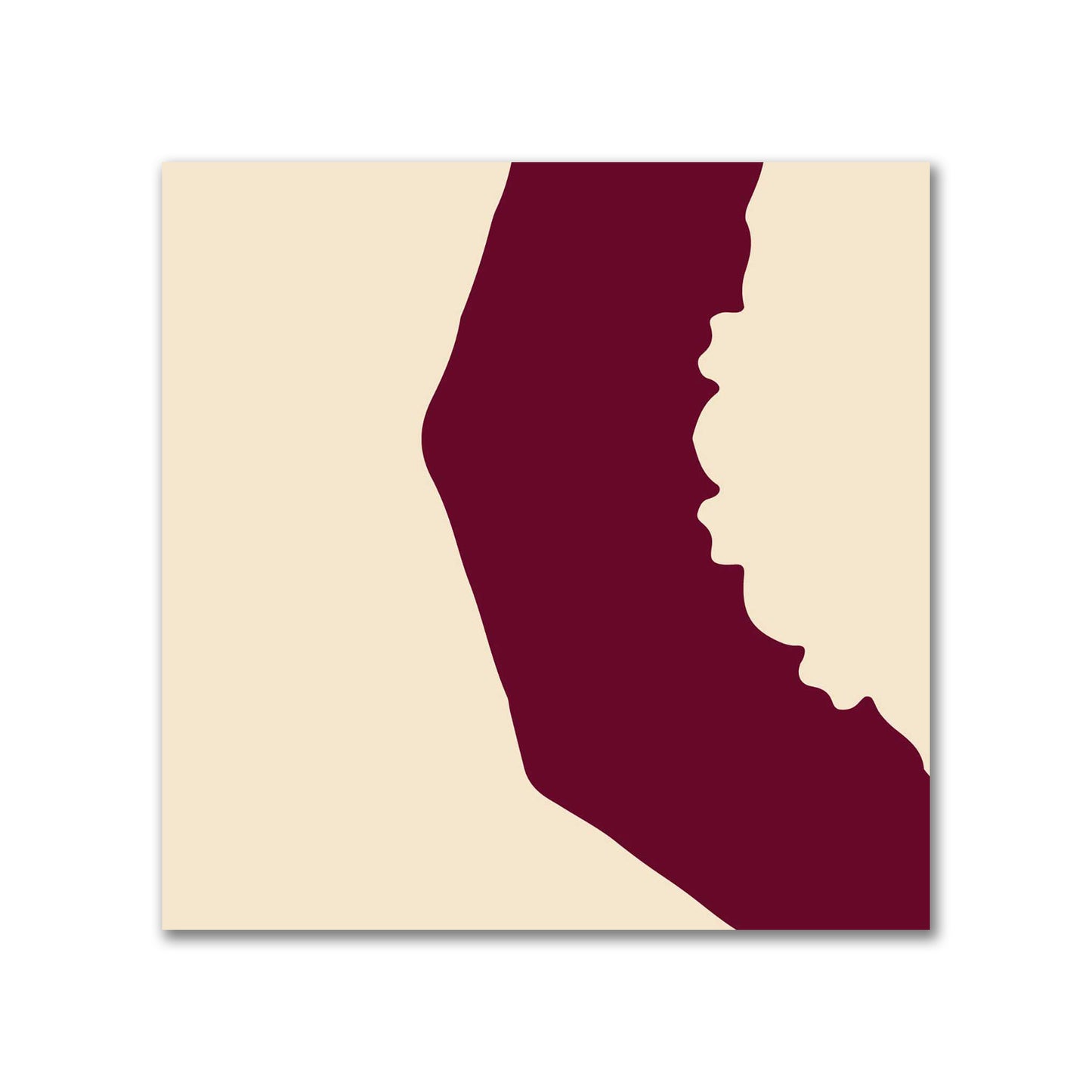 Beige Cotton Sateen Fabric with Bold Burgundy Red Graphic  | FACS-1285-391
