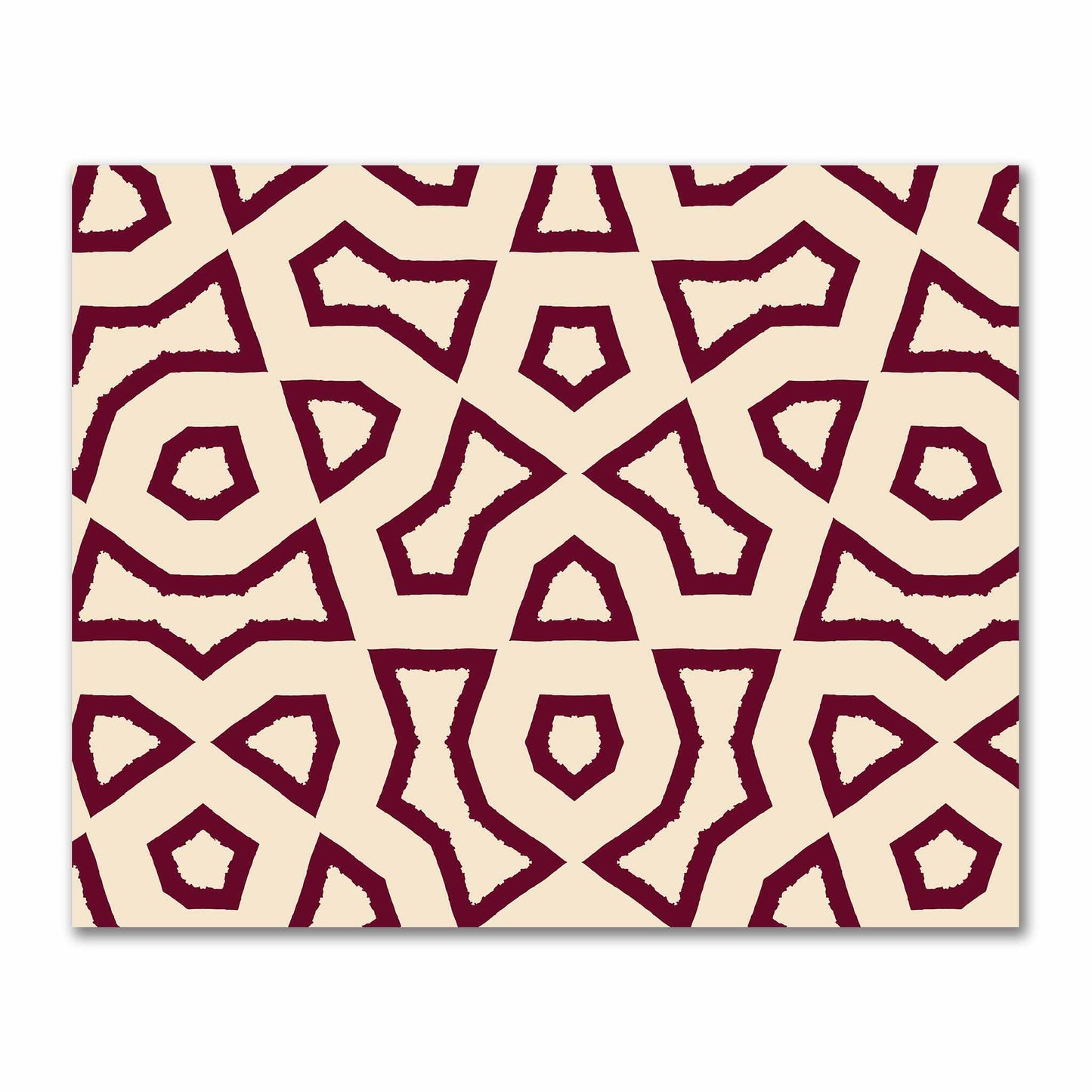 Beige Cotton Sateen Fabric with Bold Burgundy Red Graphic  | FACS-1285-391