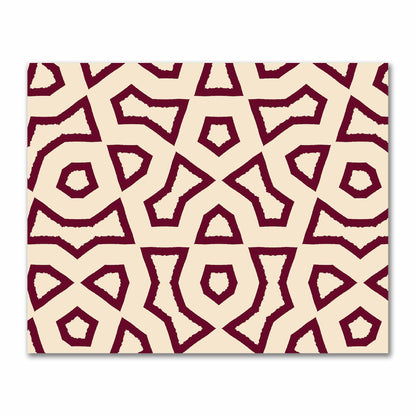 Beige Cotton Sateen Fabric with Bold Burgundy Red Graphic  | FACS-1285-391