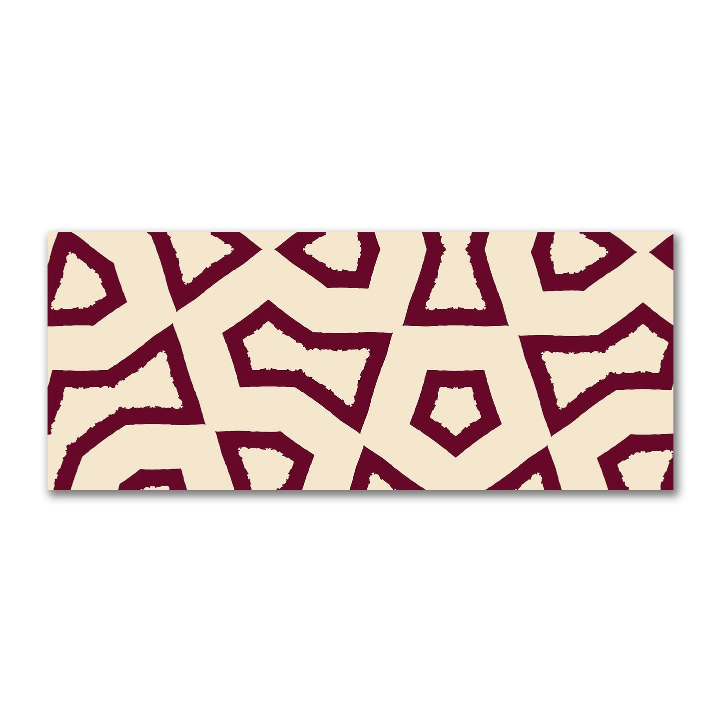 Beige Cotton Sateen Fabric with Bold Burgundy Red Graphic  | FACS-1285-391