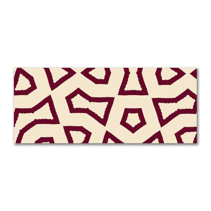 Beige Cotton Sateen Fabric with Bold Burgundy Red Graphic  | FACS-1285-391