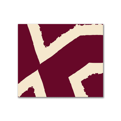 Burgundy Red Cotton Sateen Fabric with Bold Beige Graphic  | FACS-1285-392