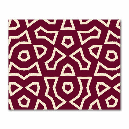 Burgundy Red Cotton Sateen Fabric with Bold Beige Graphic  | FACS-1285-392