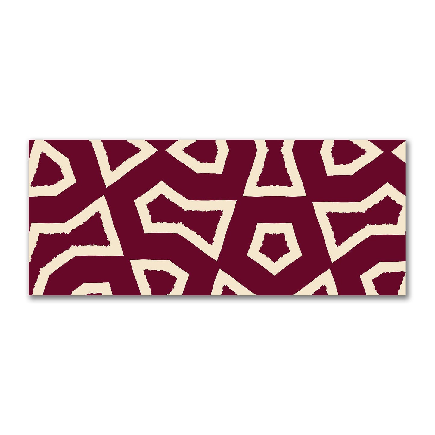 Burgundy Red Cotton Sateen Fabric with Bold Beige Graphic  | FACS-1285-392