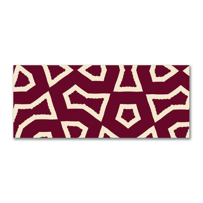 Burgundy Red Cotton Sateen Fabric with Bold Beige Graphic  | FACS-1285-392