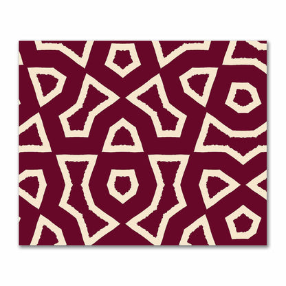 Burgundy Red Cotton Sateen Fabric with Bold Beige Graphic  | FACS-1285-392