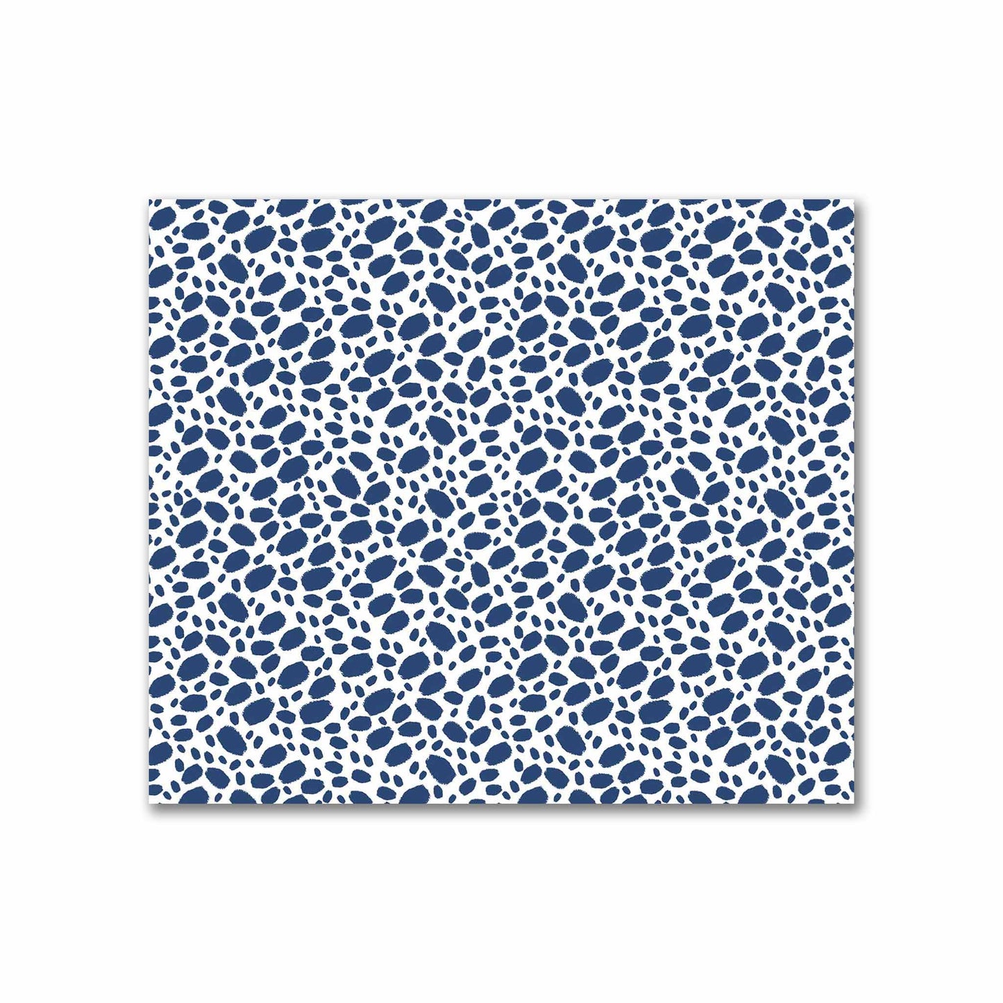 Off-White Cotton Sateen Fabric with Royal Blue Hand-painted Dab Motif Print | FACS-1291-092