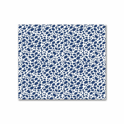 Off-White Cotton Sateen Fabric with Royal Blue Hand-painted Dab Motif Print | FACS-1291-092
