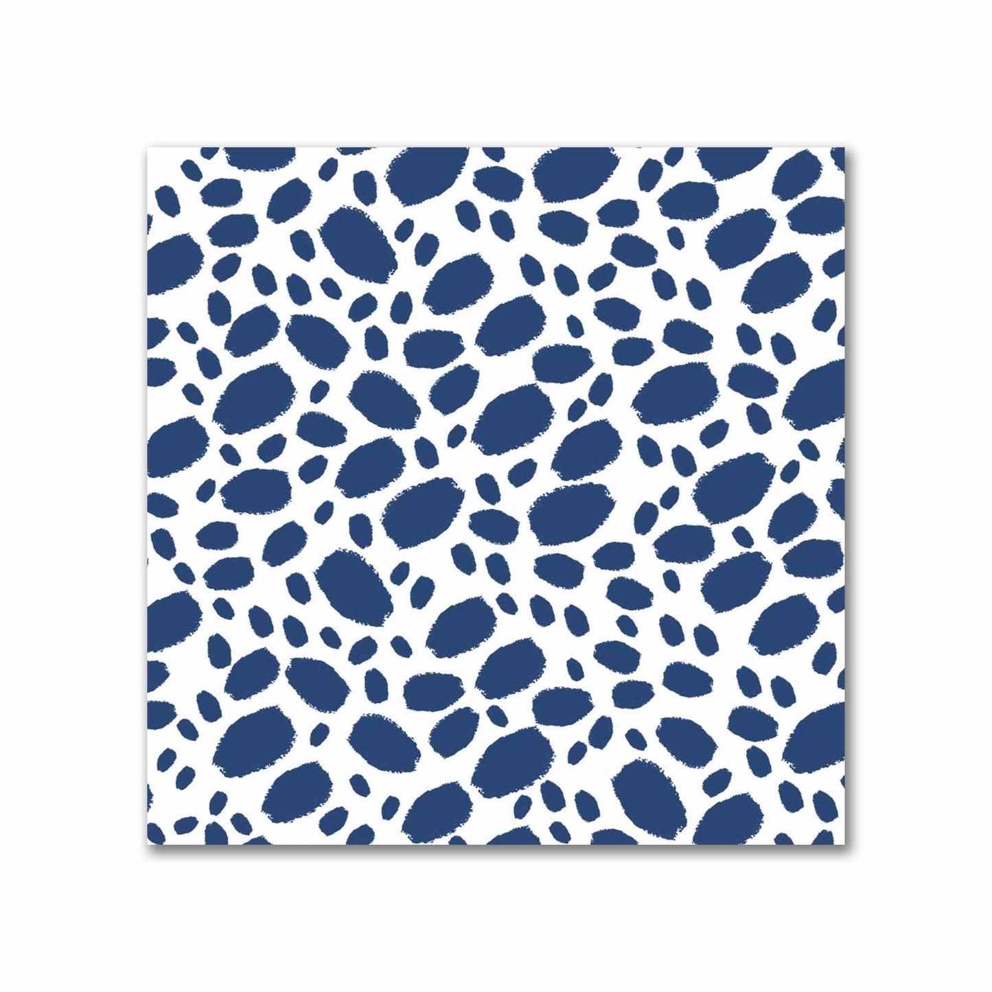 Off-White Cotton Sateen Fabric with Royal Blue Hand-painted Dab Motif Print | FACS-1291-092