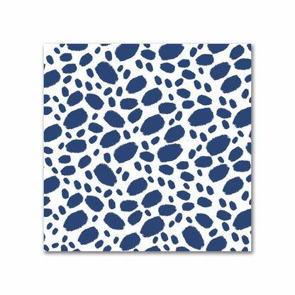 Off-White Cotton Sateen Fabric with Royal Blue Hand-painted Dab Motif Print | FACS-1291-092