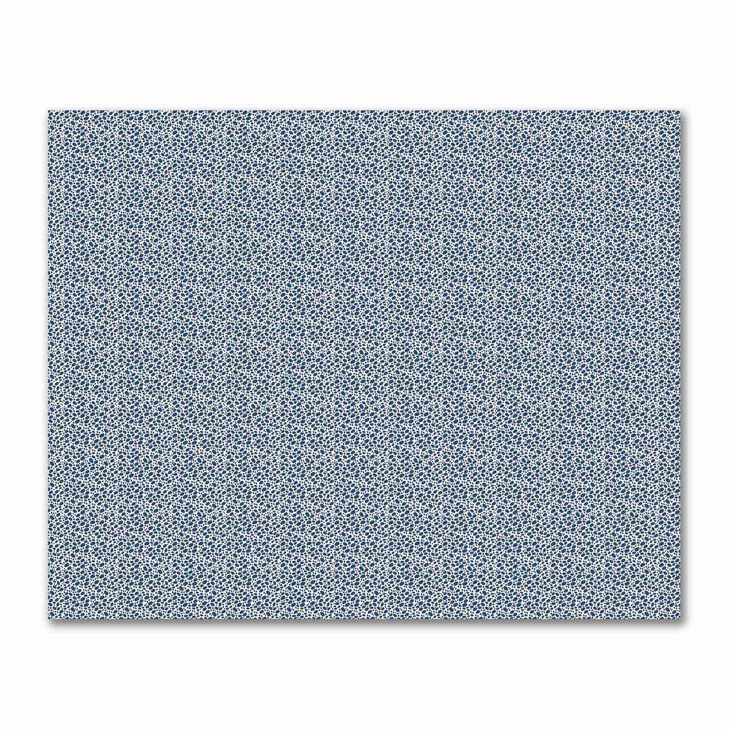Off-White Cotton Sateen Fabric with Royal Blue Hand-painted Dab Motif Print | FACS-1291-092