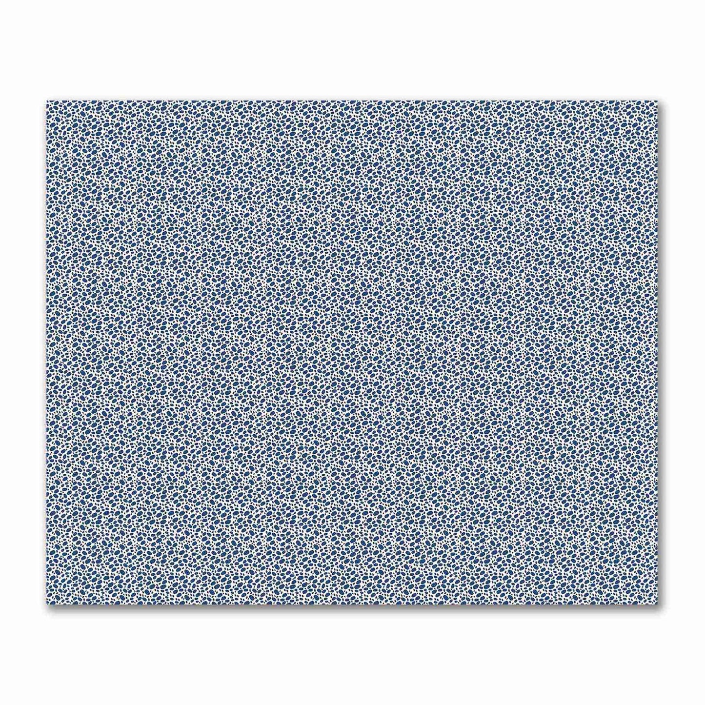 Off-White Cotton Sateen Fabric with Royal Blue Hand-painted Dab Motif Print | FACS-1291-092