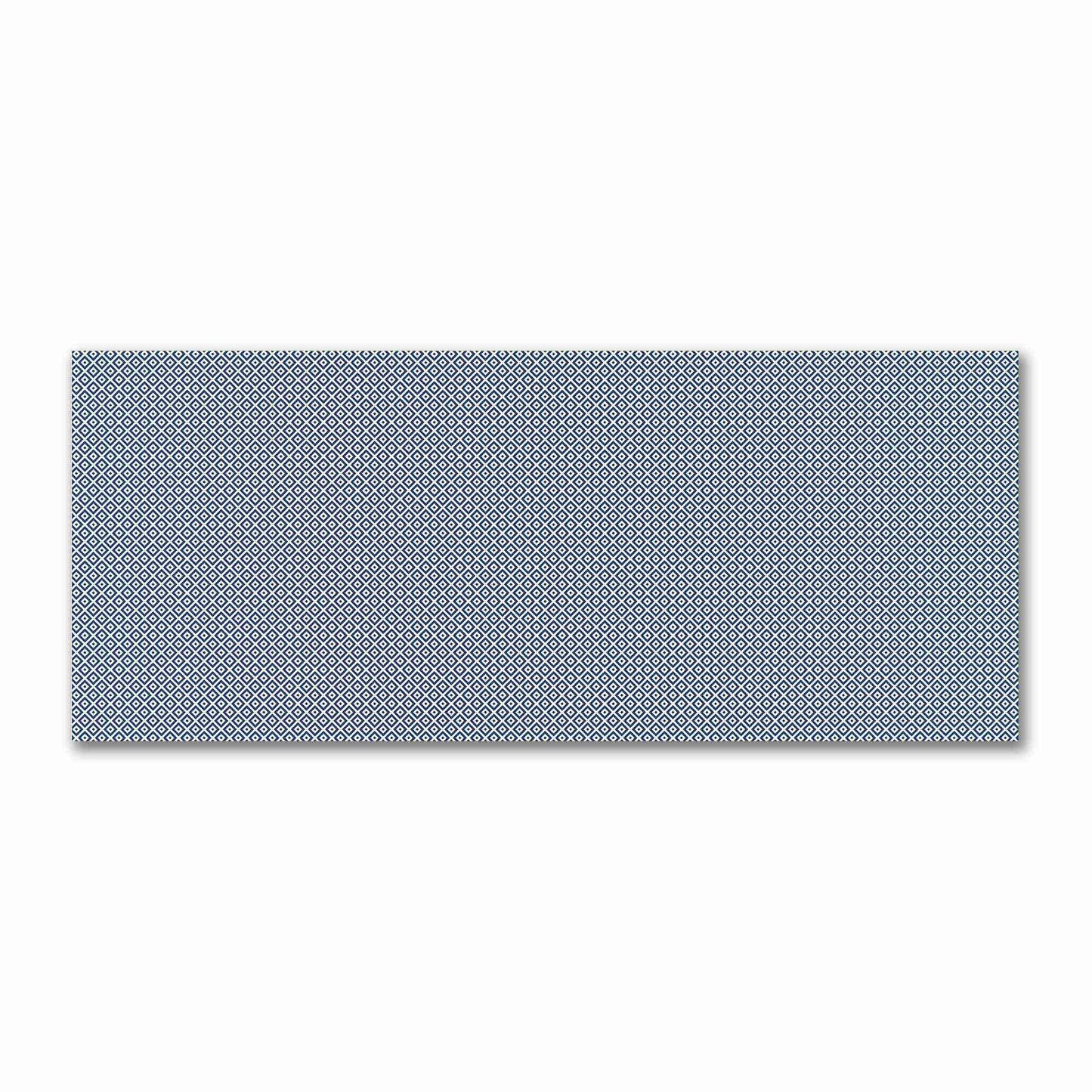 Off-White Cotton Sateen Fabric with Royal Blue Repeating Square Motif Print | FACS-1291-122