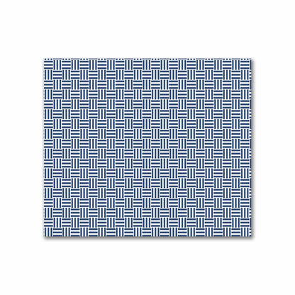 Off-White Cotton Sateen Fabric with Royal Blue Single Weave Motif Print | FACS-1291-142