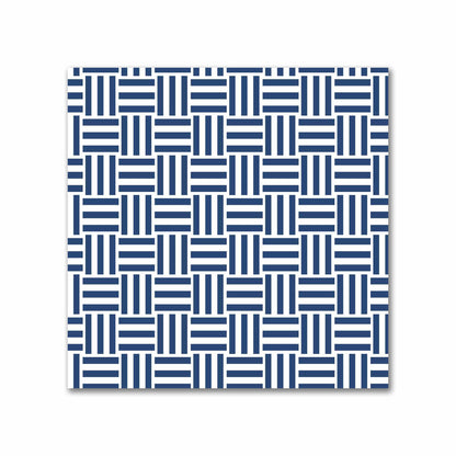 Off-White Cotton Sateen Fabric with Royal Blue Single Weave Motif Print | FACS-1291-142