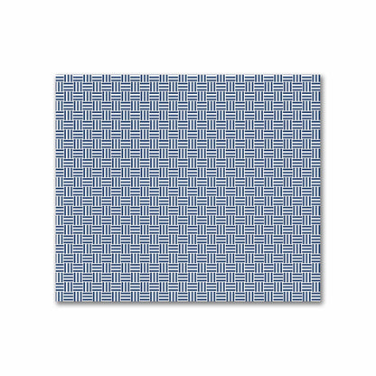 Off-White Cotton Sateen Fabric with Royal Blue Double Weave Motif Print | FACS-1291-144