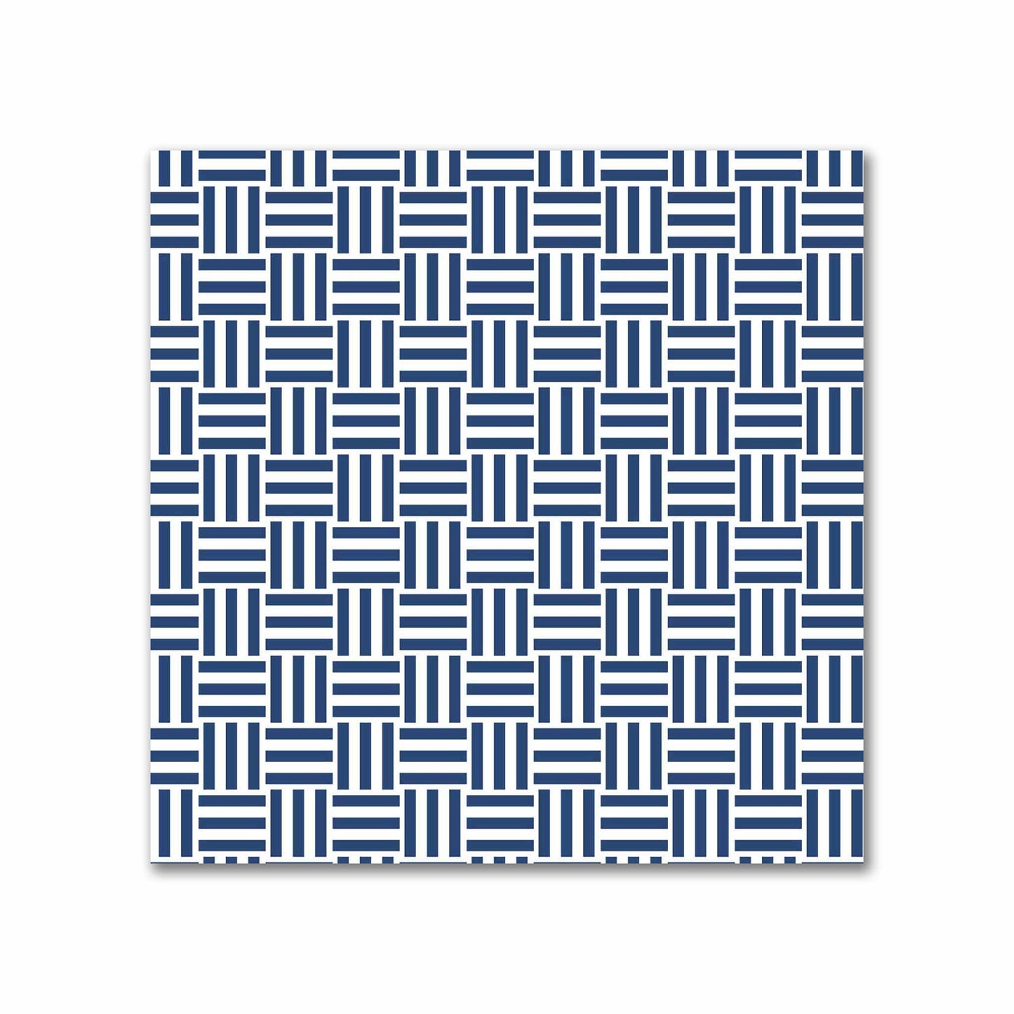 Off-White Cotton Sateen Fabric with Royal Blue Double Weave Motif Print | FACS-1291-144