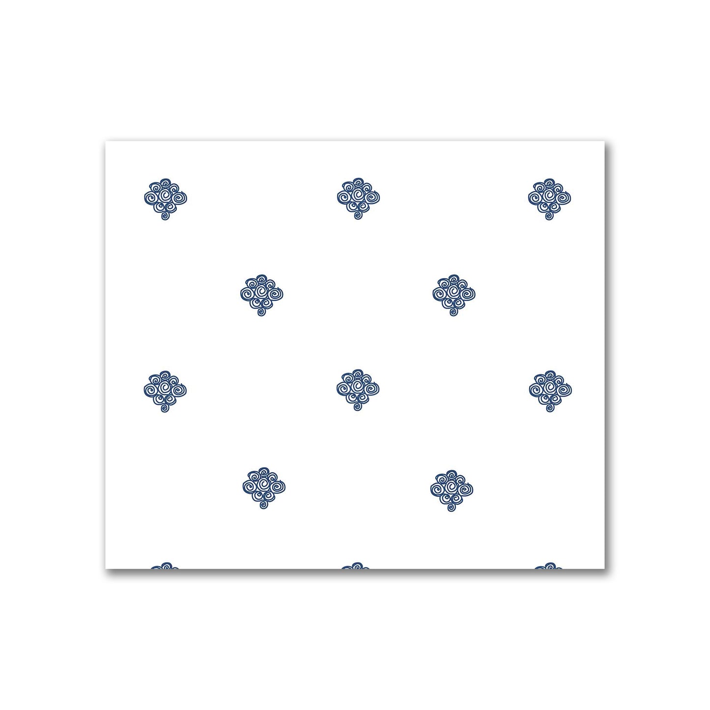 Off-White Cotton Sateen Fabric with Royal Blue Hand-painted Swizzle Motif Print | FACS-1291-171