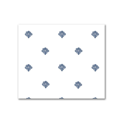 Off-White Cotton Sateen Fabric with Royal Blue Hand-painted Swizzle Motif Print | FACS-1291-171