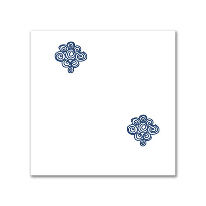 Off-White Cotton Sateen Fabric with Royal Blue Hand-painted Swizzle Motif Print | FACS-1291-171