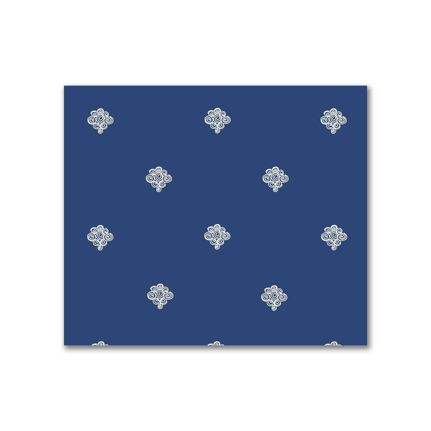 Royal Blue Cotton Sateen Fabric with Off-White Hand-painted Swizzle Motif Print | FACS-1291-172