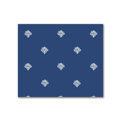Royal Blue Cotton Sateen Fabric with Off-White Hand-painted Swizzle Motif Print | FACS-1291-172