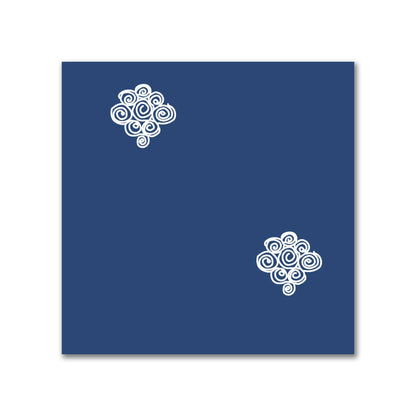 Royal Blue Cotton Sateen Fabric with Off-White Hand-painted Swizzle Motif Print | FACS-1291-172