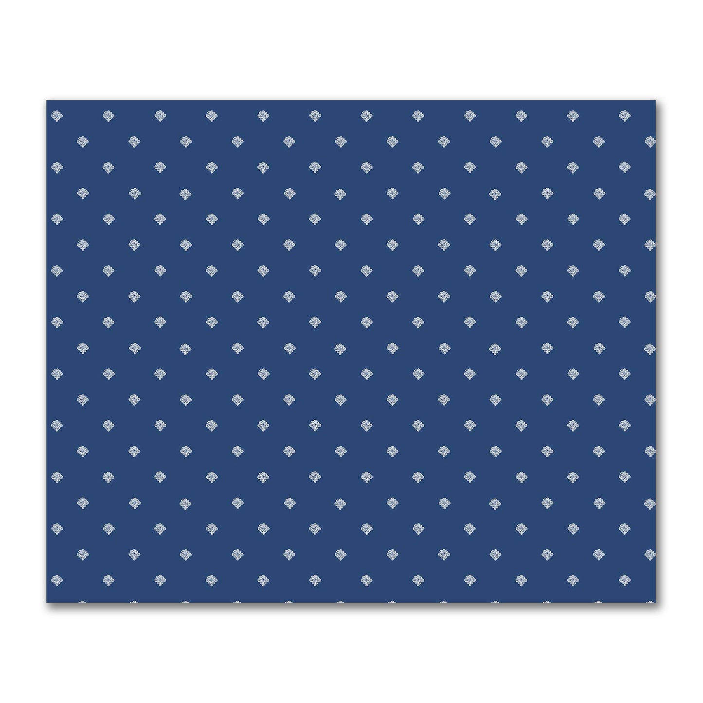 Royal Blue Cotton Sateen Fabric with Off-White Hand-painted Swizzle Motif Print | FACS-1291-172