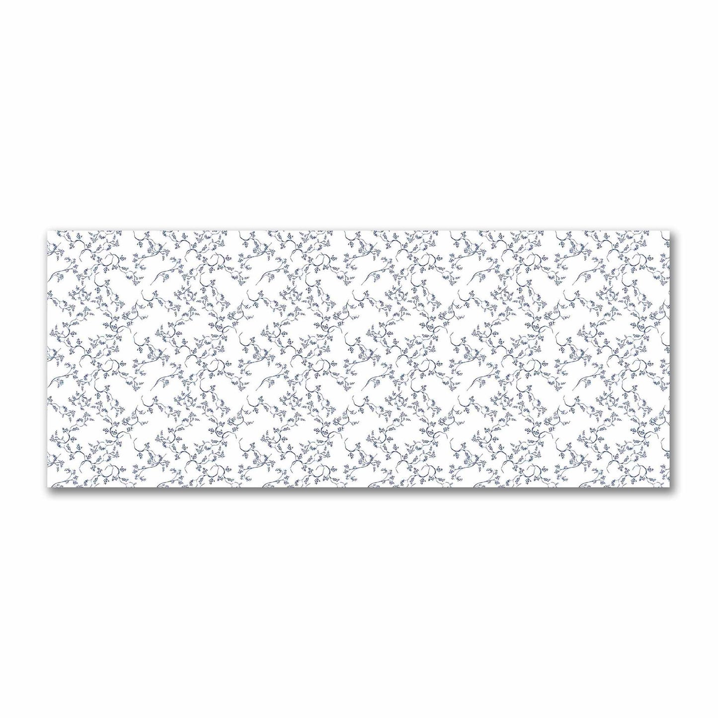 Off-White Cotton Sateen Fabric with Royal Blue Hand-painted Vine Print | FACS-1291-181
