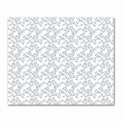 Off-White Cotton Sateen Fabric with Royal Blue Hand-painted Vine Print | FACS-1291-181