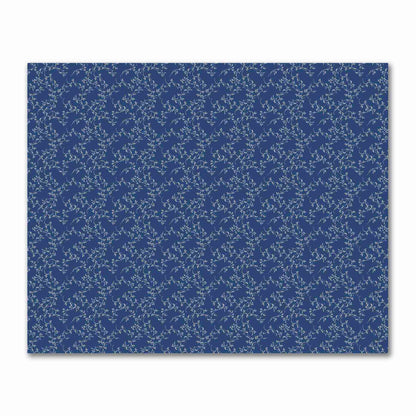 Royal Blue Cotton Sateen Fabric with Off-White Vine Print  | FACS-1291-182