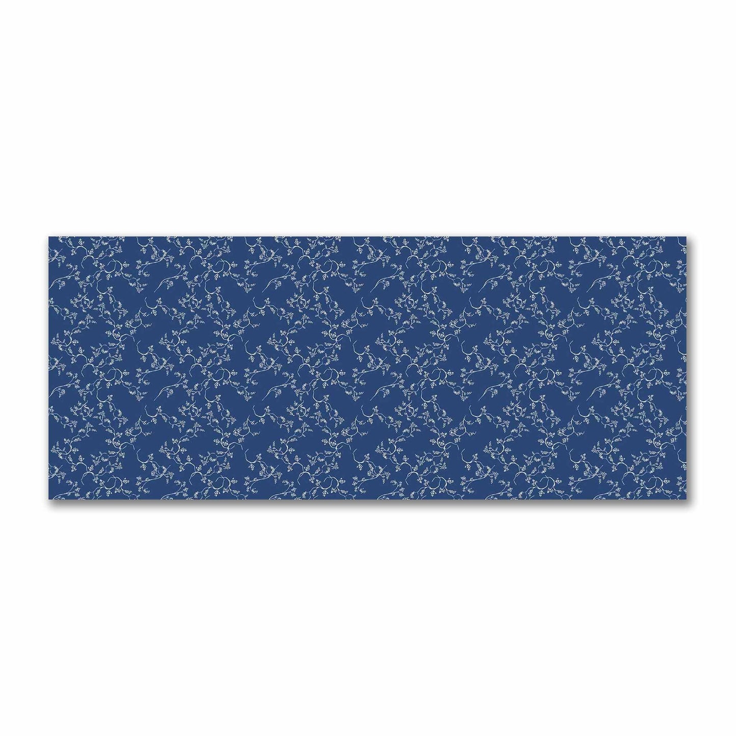 Royal Blue Cotton Sateen Fabric with Off-White Vine Print  | FACS-1291-182