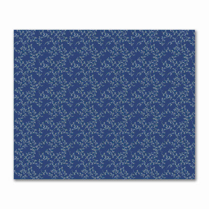 Royal Blue Cotton Sateen Fabric with Off-White Vine Print  | FACS-1291-182