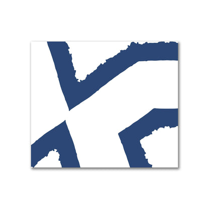 Off-White Cotton Sateen Fabric with Bold Royal Blue Graphic  | FACS-1291-391