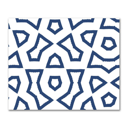 Off-White Cotton Sateen Fabric with Bold Royal Blue Graphic  | FACS-1291-391