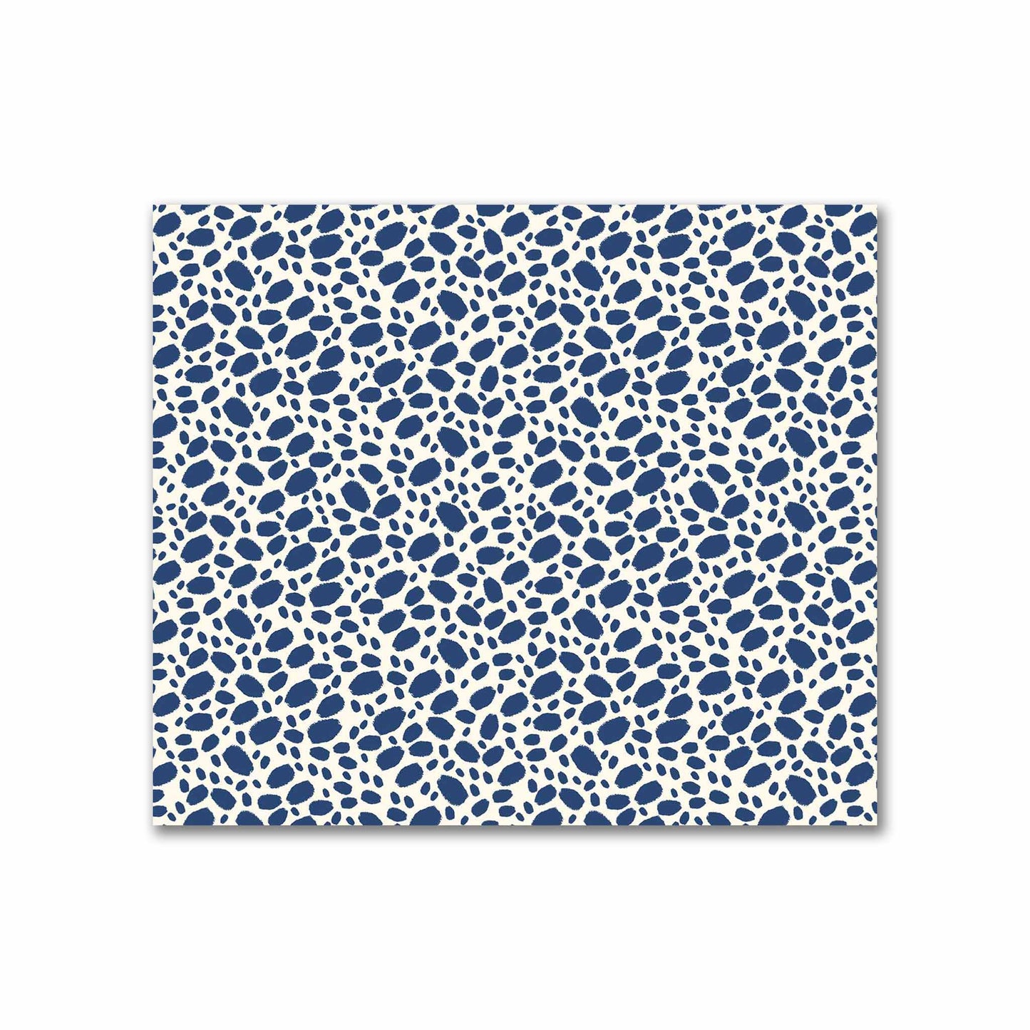 Pale Cream Cotton Sateen Fabric with Royal Blue Hand-painted Dab Motif Print | FACS-1293-092
