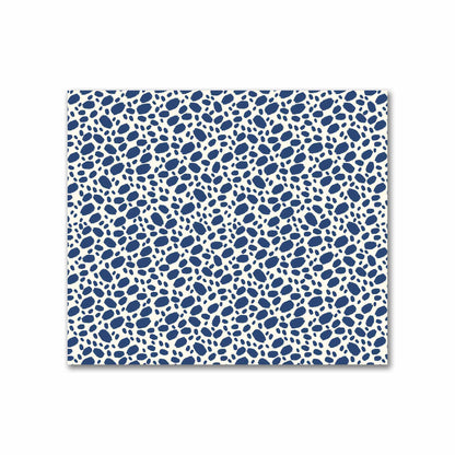 Pale Cream Cotton Sateen Fabric with Royal Blue Hand-painted Dab Motif Print | FACS-1293-092