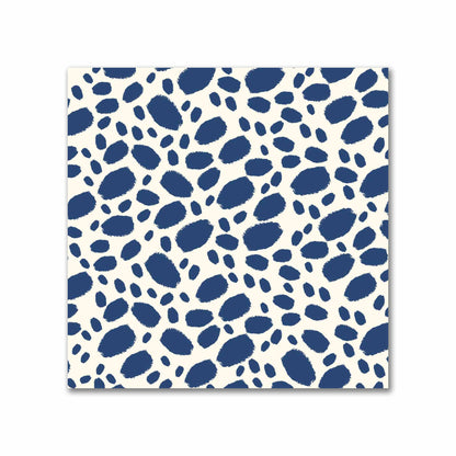 Pale Cream Cotton Sateen Fabric with Royal Blue Hand-painted Dab Motif Print | FACS-1293-092