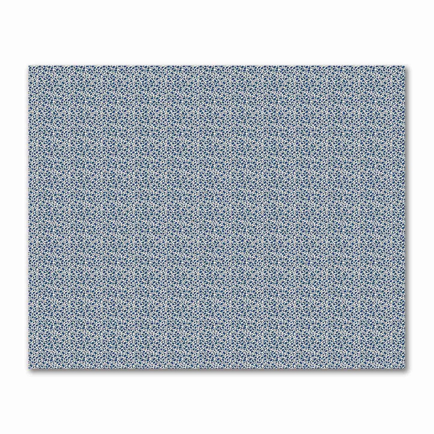 Pale Cream Cotton Sateen Fabric with Royal Blue Hand-painted Dab Motif Print | FACS-1293-092