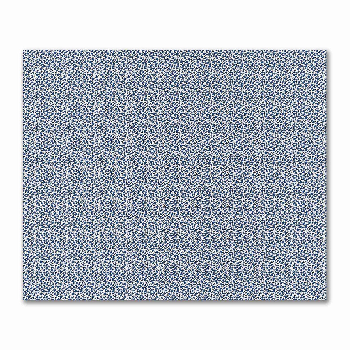 Pale Cream Cotton Sateen Fabric with Royal Blue Hand-painted Dab Motif Print | FACS-1293-092